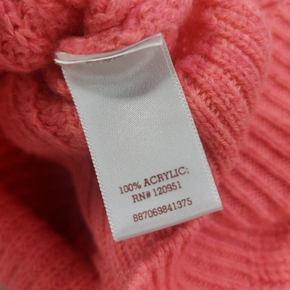 SO WOMENS BRIGHT PINK BRAIDED KNIT LONG SLEEVE 100% ACRYLIC SWEATER SIZE LARGE - Picture 7 of 7